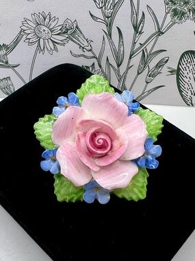 Aynsley Fine Bone China Rose Forget-Me-Not Brooch